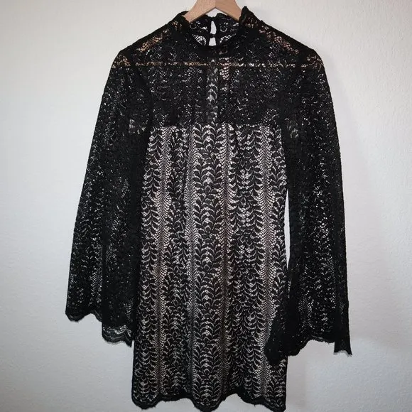 Keepsake the label Uptown black Lace mock neck Whimsigoth grunge dress XS - Image 3