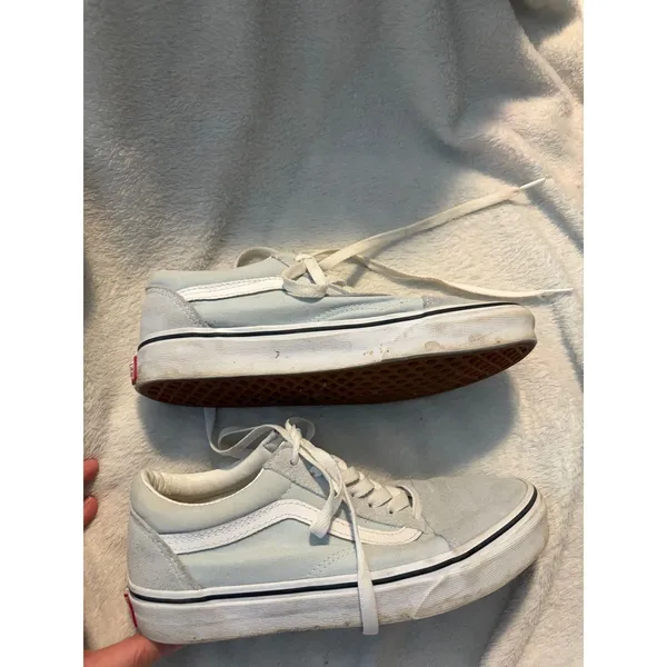 Vans Old Skool Low Top Sneaker Skater Baby‎ Blue Suede Canvas Women 7.5 Men 6 - Image 7