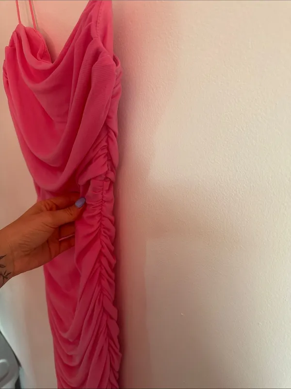 Hello Molly ruched mini dress blush pink color - Image 5