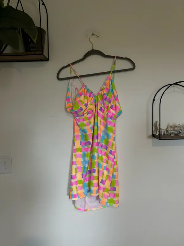 NWT Show‎ Me Your Mumu Micro Mini Swimsuit Coverup Dress Neon Size XL - Image 3