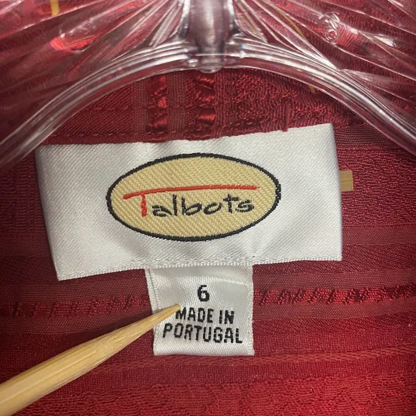 Talbots Shirt Womens 6 Red Linen Cotton Button Up Collared‎ Vintage Shirt - Image 2