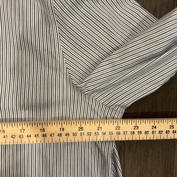 Lauren Ralph Lauren Pinstripe Button Down Shirt Blue White Non-Iron XL Logo - Image 5