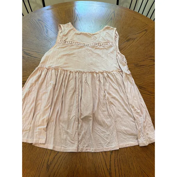 POL Babydoll Tank Top Women Medium Pink Lace Trim V-Neck High Low TKT12 - Image 7