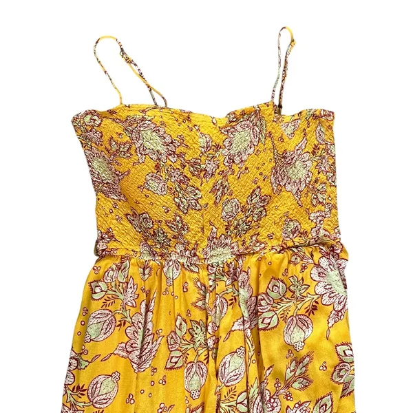 Free People Women’s Little of Your Love Marigold Yellow Floral Wide Leg Jumpsuit - Image 3