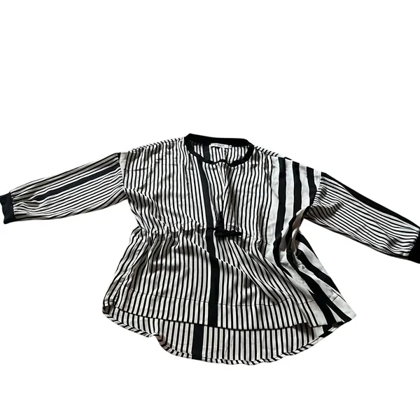PHASOR Women's M Stripe Blouse Top Flowy Neutal Business Casual‎ Office - Image 3