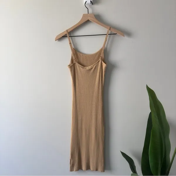 House of Harlow 1960 Revolve Tan Ribbed Mini Dress adjustable spaghetti straps S - Image 4