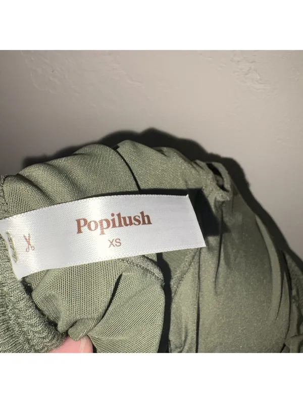 Popilush Shaping Maxi Dress Size XS Olive Green Square Neck Sleeveless - Image 6