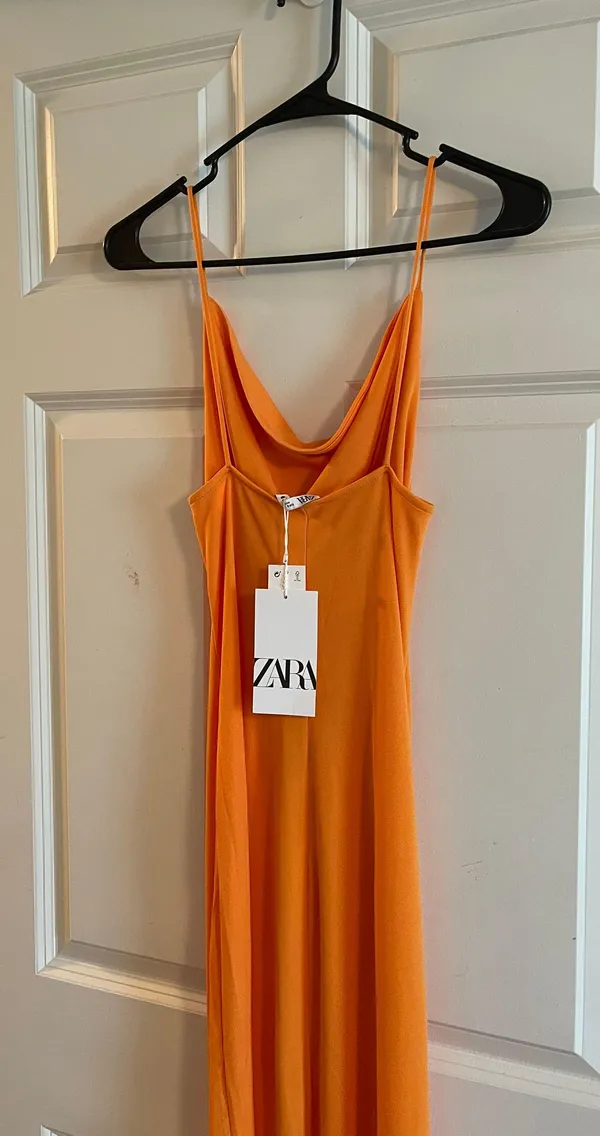 ZARA Midi Orange Dress - Image 3
