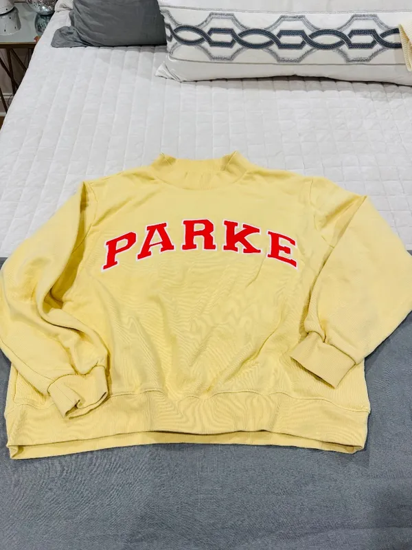 Parke Summerland Varsity Mockneck Sweatshirt in Lemonade - Image 3