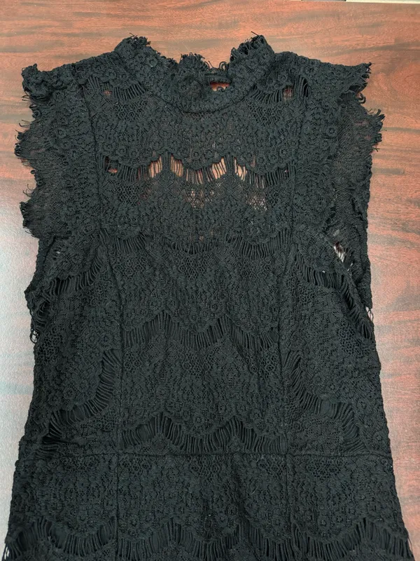 Free People Daydream Black Lace High Neck Open Back Dress Size X-Small - Image 2