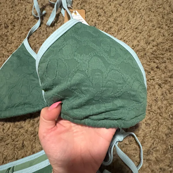Green and Blue Women's Bikini Set Size M - Image 5