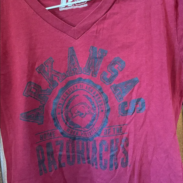 FINAL MARKDOWN RUSSELL Athletic Arkansas Razorbacks Women's Red V-Neck Top Smal - Image 2