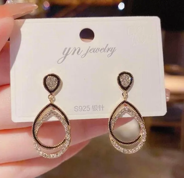 Elegant Double Circle Dangle Drop Hoop Earrings for Women - Image 3