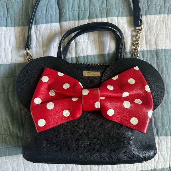 Kate Spade Minnie Mouse Mini Maise Crossbody Bag Purse Disney Black Ears Leather - Image 13