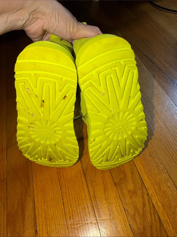 UGG Bright Yellow Suede Lace-Up Ankle Boots - Image 8