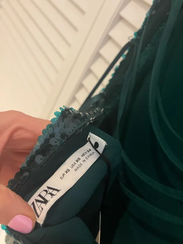 NWT Zara Green Sequin Mini Slip Dress - Image 8
