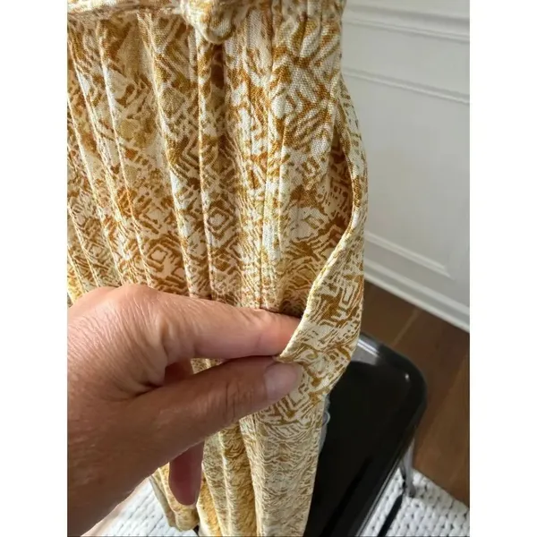 Dress Forum Dijon Mustard Batik Style Print Open Leg Jumpsuit S - Image 7