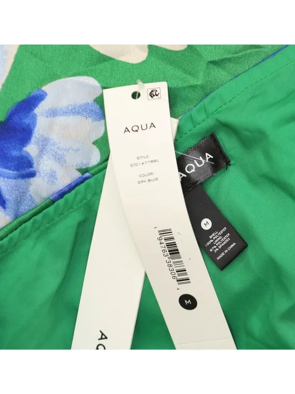 NWT Aqua Womens One Shoulder Satin Maxi Dress STD14776BL Green / Blue M - Image 5