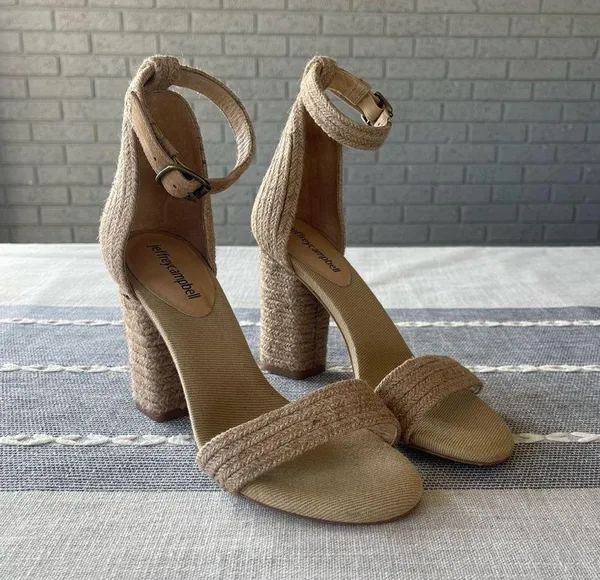 Jeffrey Campbell Rowboat Block Heel Sandals Tan Size 7 - Image 3