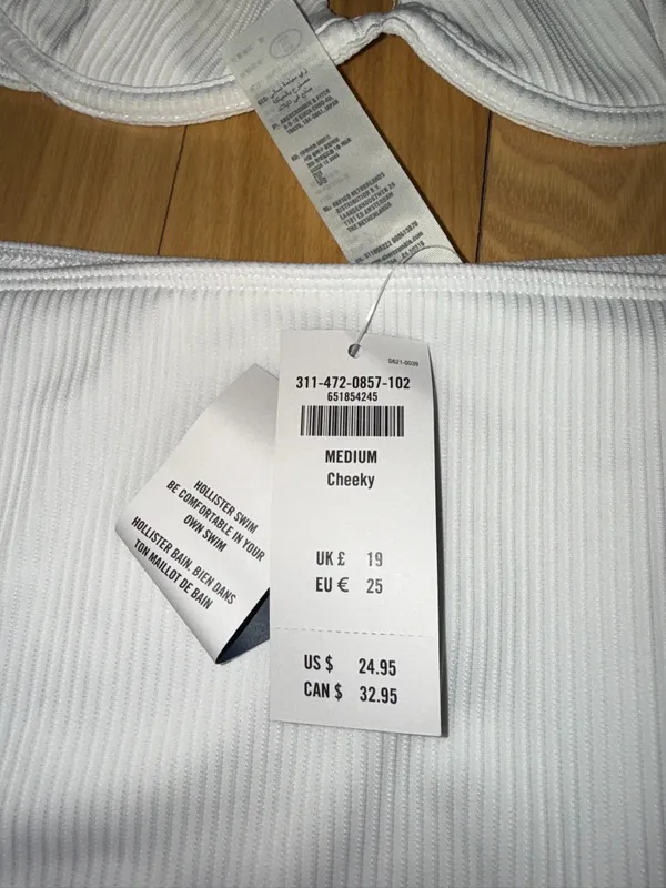 Hollister White Ribbed Bikini - Image 2