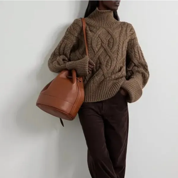 Citizens of Humanity Zola Aran Cable-Knit Chunky Turtleneck Sweater Sz XS/S - Image 12