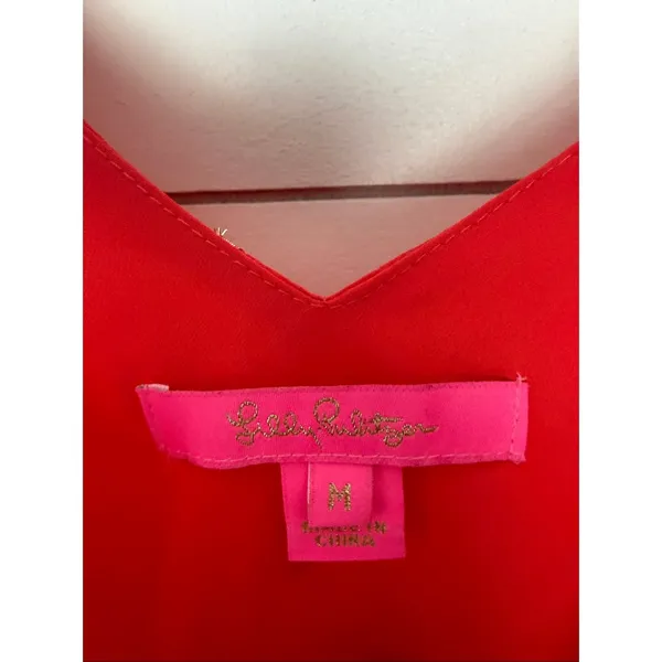 Lilly Pulitzer Women’s Medium Red Silk Florin Tank Top Patterned - Image 2