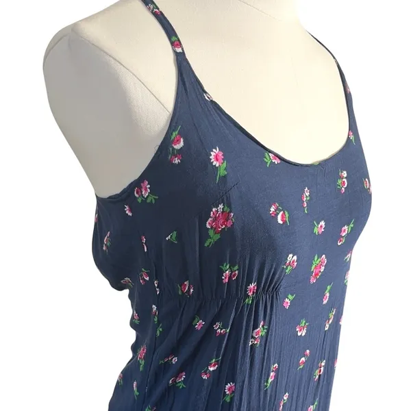 Abercrombie & Fitch Floral Maxi Dress Navy Slip Spaghetti Strap Women M‎ - Image 2