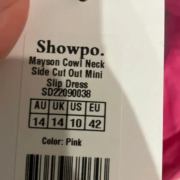 Showpo mayson cowl neck side cut out mini slip dress PINK size 10 NEW #200 - Image 9