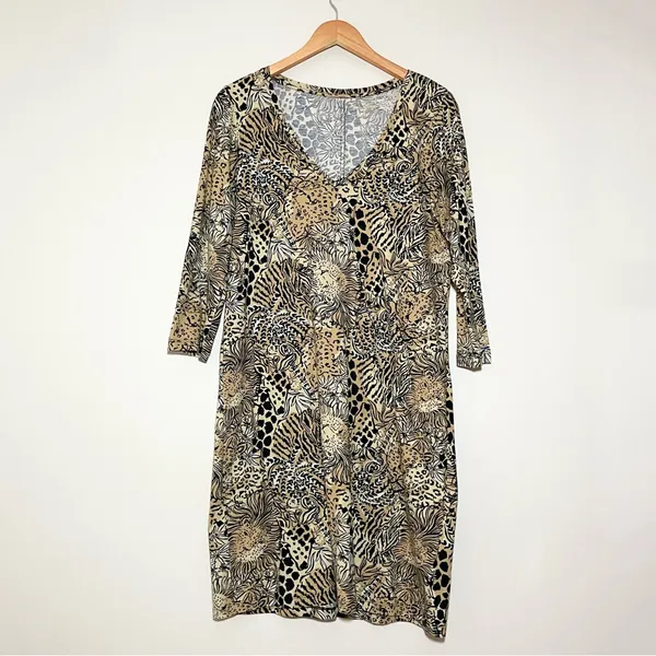 Lilly Pulitzer Tessa 3/4 Sleeve V-Neck Dress Rattan Walk On The Wild Side - Image 2