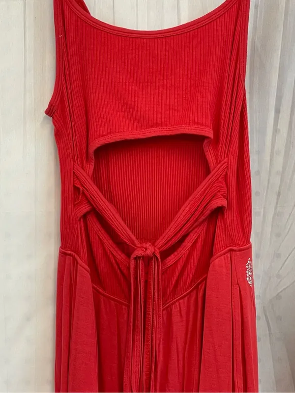 FP Movement by Free People Red Cutout Spaghetti-Strap Jumpsuit - Image 9
