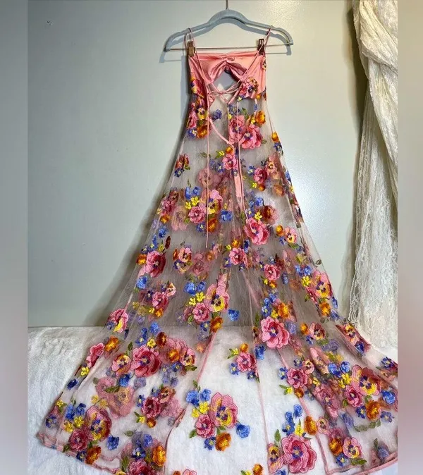 For Love & Lemons Embroidered Maxi Detailed Floral Appliqué NWT Size XS NWT - Image 10