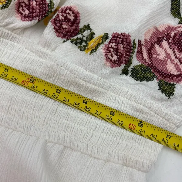 Forever 21 Cross Stitch Floral embroidered Maxi Dress White Rayon - Image 8