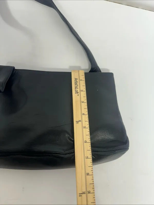 Sleek Black Leather Shoulder Bag with Wide Strap Super Soft - Image 6