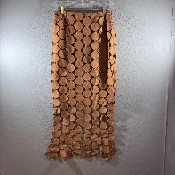 1461 | NEW Artistic Brown Hollow Out Boho‎ Chic Maxi Skirt Women S - Image 2