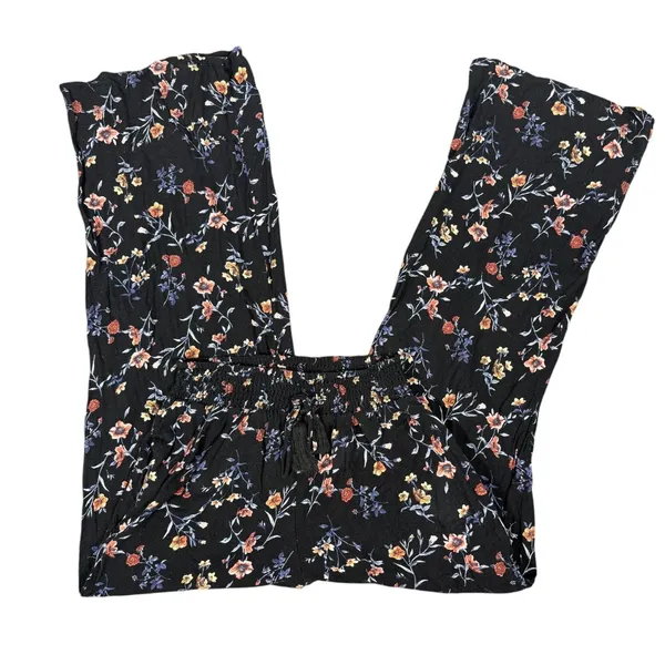 Lived To Be Spoiled Pants Womens M Black Floral Wide Leg Smocked Tassel Boho - Image 7