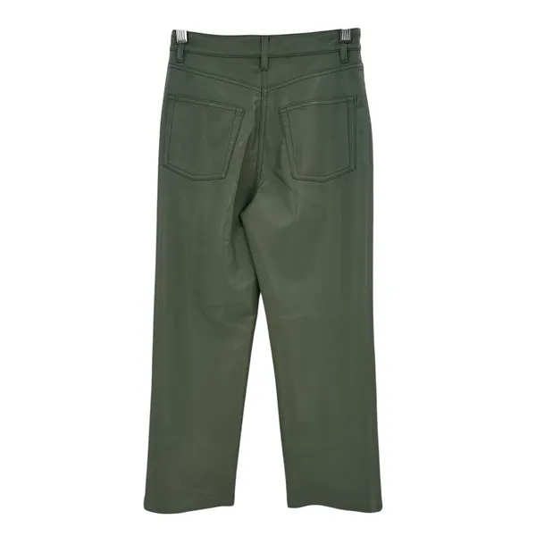 Aritzia Wilfred The Melina Pants Vegan Leather Cropped‎ Sage Green Size 00 - Image 8