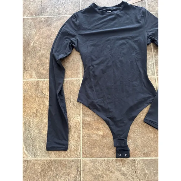 Skims Fits Everybody Long Sleeve Crewneck Bodysuit Onyx Size XS - Image 7