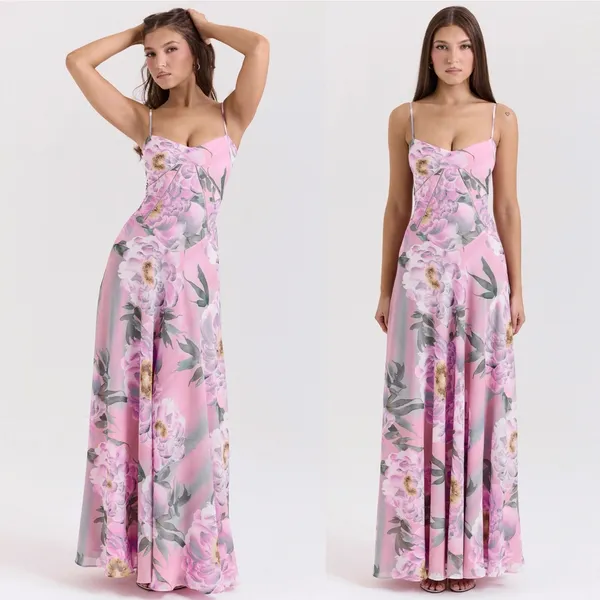House‎ of CB ‘Seren Pink Floral Floral Lace Back Maxi Dress NWOT Size L A-C - Image 11