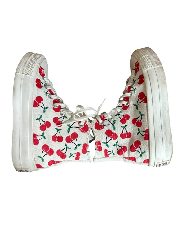 Converse All Star Lift Platform High Top Sneaker Cherry Print Womens 6.5 - Image 5