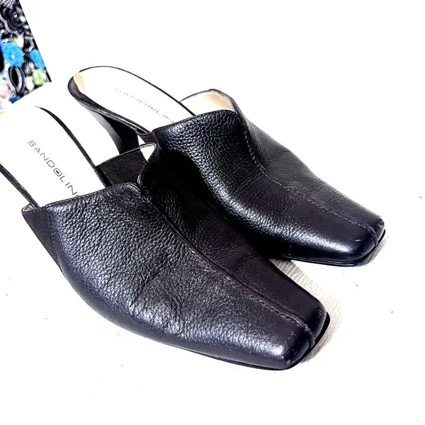Bandolino Heels DBTasty Women's Brown Leather Slip-On Mules Shoes Size 7.5 - Image 2