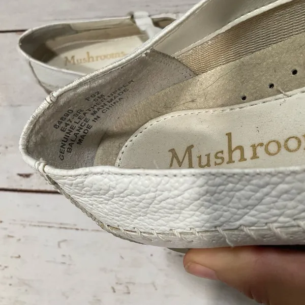 Mushroom White Pastel Weave Toe Leather T Strap‎ Mary Jane Shoes - Image 7