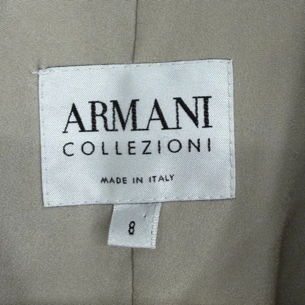 Armani Collezioni Virgin Wool Houndstooth Blazer Jacket Beige Black Size 8 Italy - Image 3