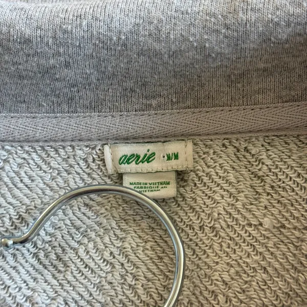 Aerie Camo Quarter Zip Sweatshirt Green Grey Oversized Pullover M Cozy Lounge - Image 4
