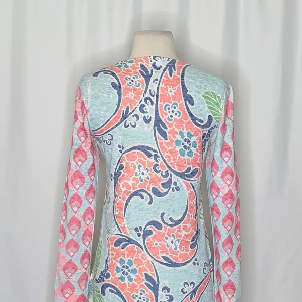 Sundance WHIMSY ROSE Aqua Coral Paisley Floral Baby Waffle Thermal Top Small USA - Image 8