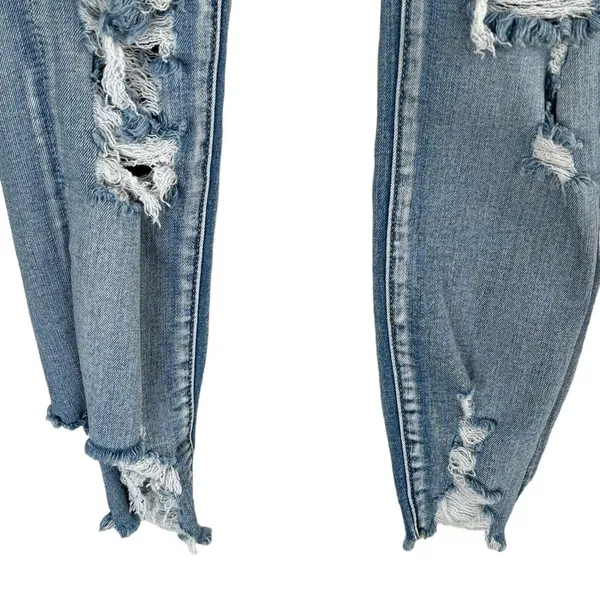 American Eagle SZ 2 SHORT Jegging Jeans Hi-Rise Distressed Stretch Frayed Hems - Image 2