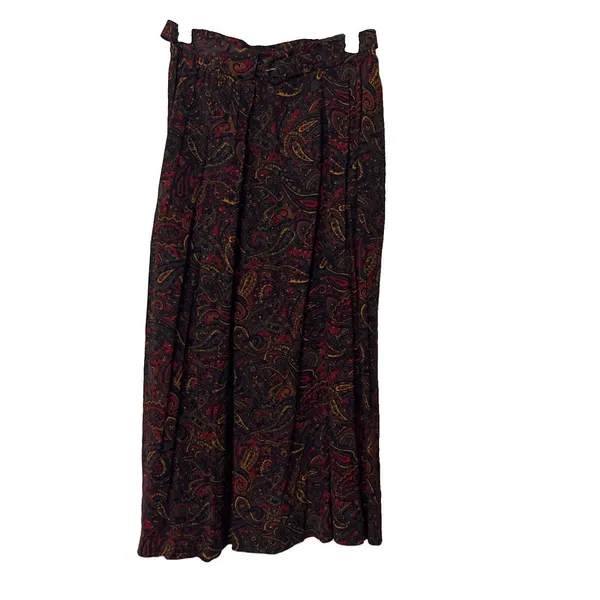 1980’s Evan -picone Vintage Pleated Paisley Pattern Long Skirt Size 8 - Image 2