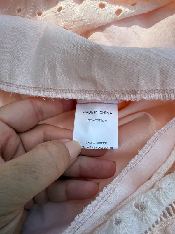Simplee Pink Eyelet Maxi Dress L Cotton Button Front Boho‎ Cottagecore Sundress - Image 11