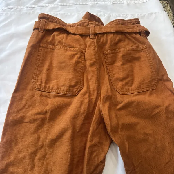 JCrew Paperbag High Rise Wide Leg Crop Twill Pants Terracotta Women’s size 6 - Image 9