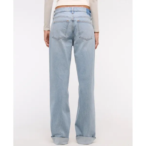Abercrombie & Fitch The Baggy Low Rise Jeans Light Wash 32 14L Wide Leg - Image 3