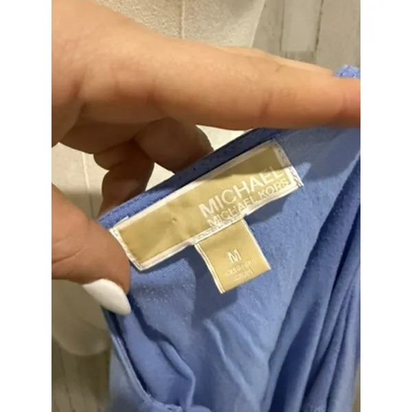 Michael Michael Kors Blouse Women's Medium‎ Blue Twist Front Knot Tunic Top - Image 6